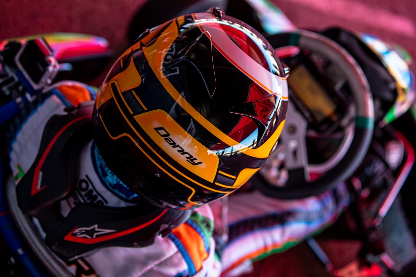 Danny Murphy focused inside his kart